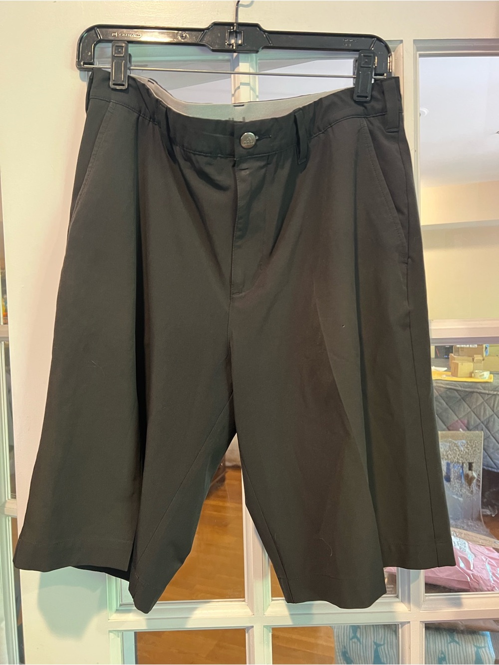 adidas Men's Black Flat-Front Casual Shorts